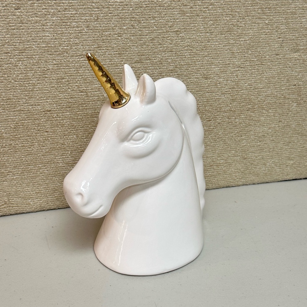 White Ceramic Unicorn piggy Bank